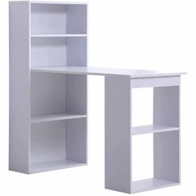 میز تحریر ملامینه با کتابخانه و نوار لبچسبان